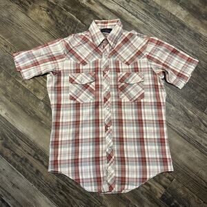 Sportswear by Country Touch Plaid Pearl Snaps Brown Medium Mens